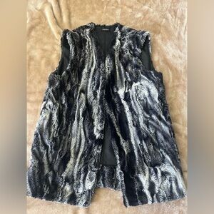 Komarov Black and Silver Faux Fur Vest
